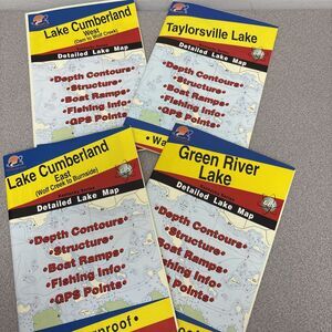 Fishing Map Lot Of 4 KENTUCKY, Lake Cumberland(E & W), Green River, Taylorsville